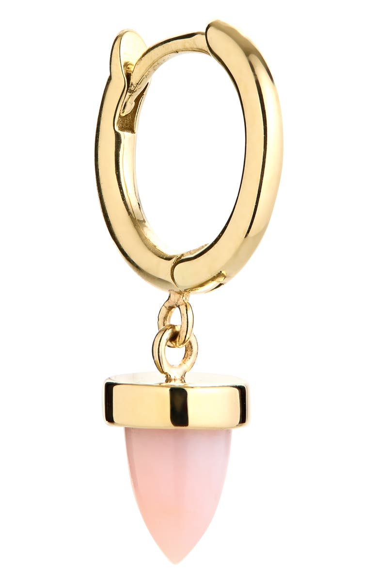 Zoë Chicco Opal Bullet Drop Huggie Hoop Earrings, Alternate, color, 14K Yellow Gold / Pink Opal