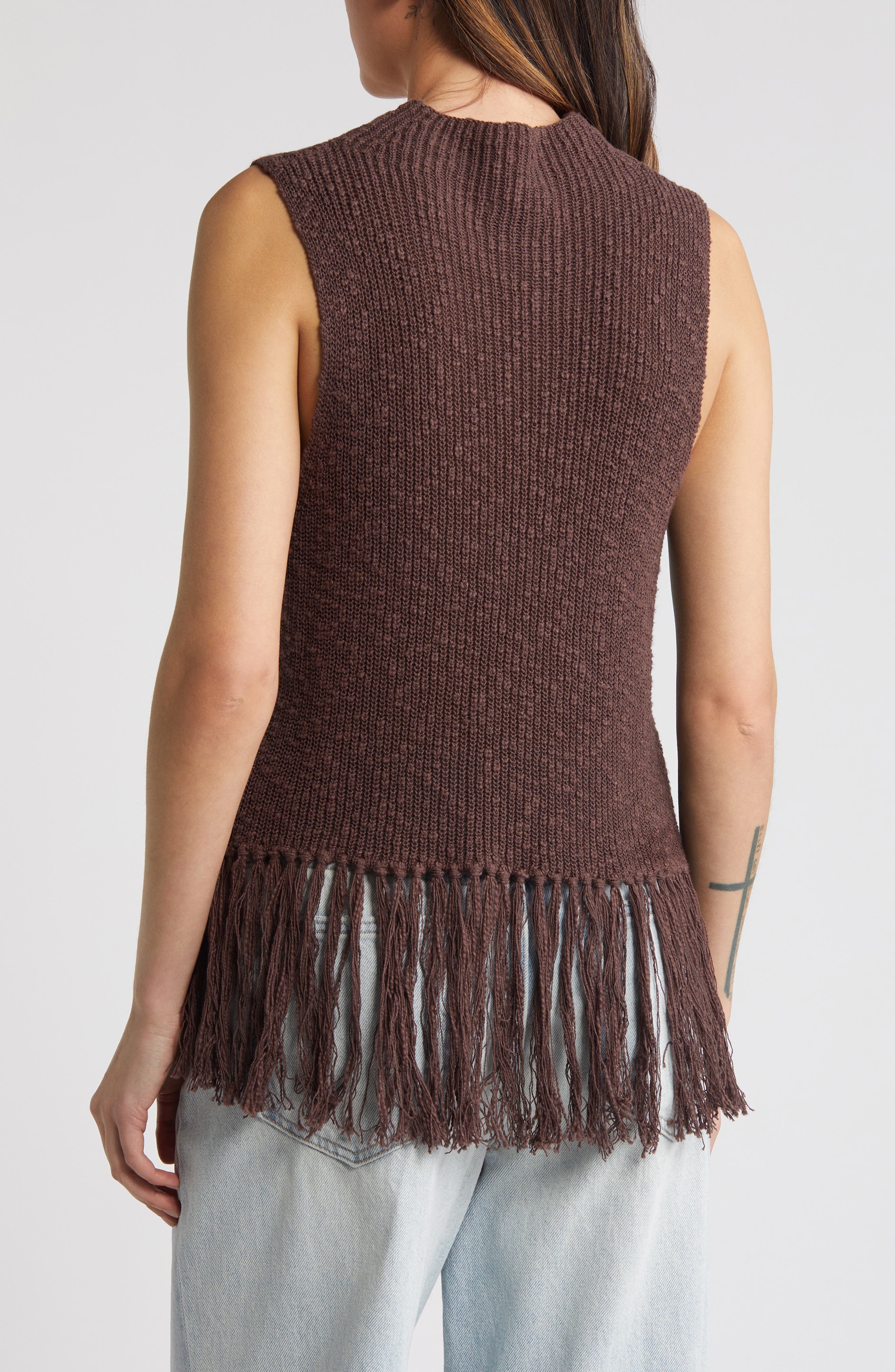 Astrid Fringe Hem Cotton Sweater Tank - image 2