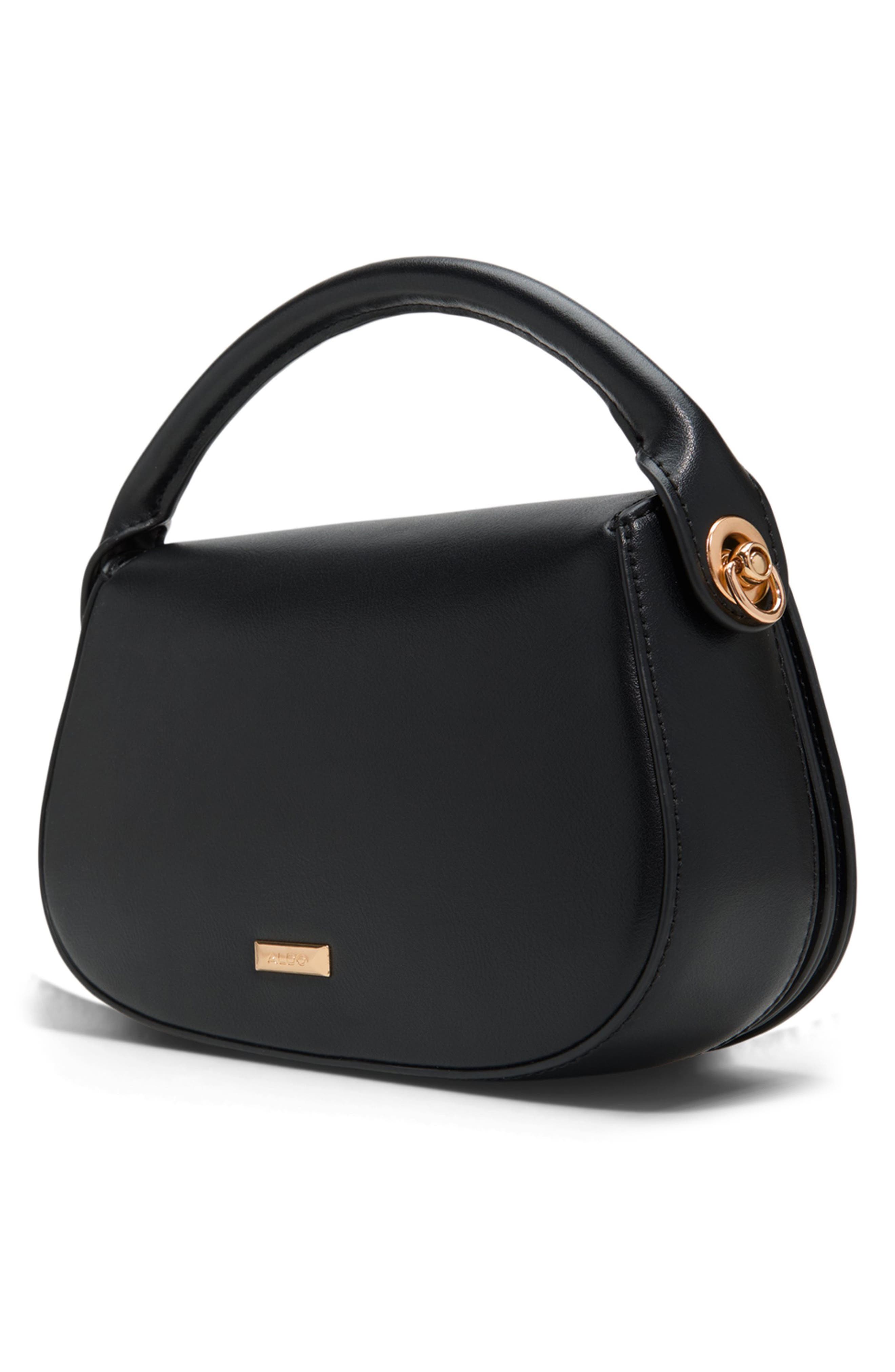 ALDO Willamae Faux Leather Top Handle Bag, Alternate, color, Black