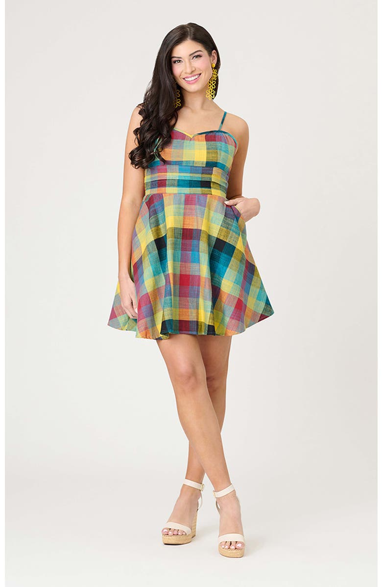Unique Vintage 1950s Sleeveless Cotton Flare Dress, Main, color, Multicolor Plaid