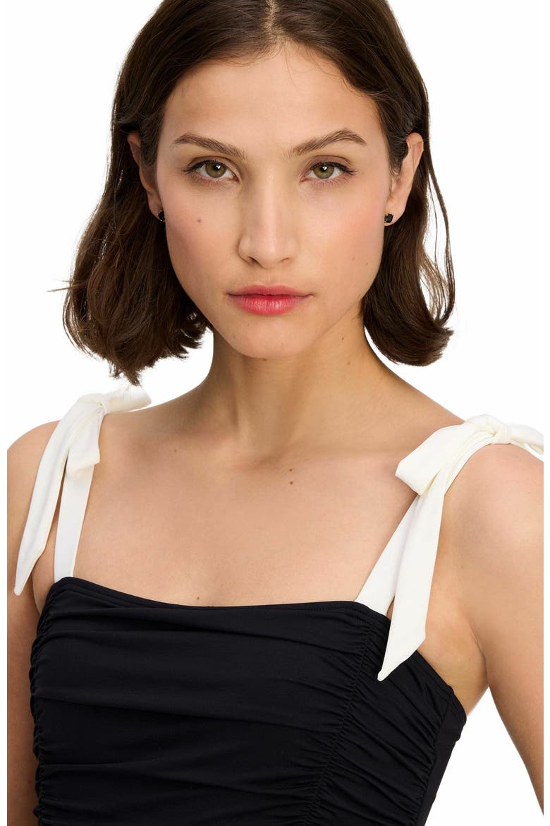 Shoulder Tie One Piece Swimsuit, Alternate, color, Black