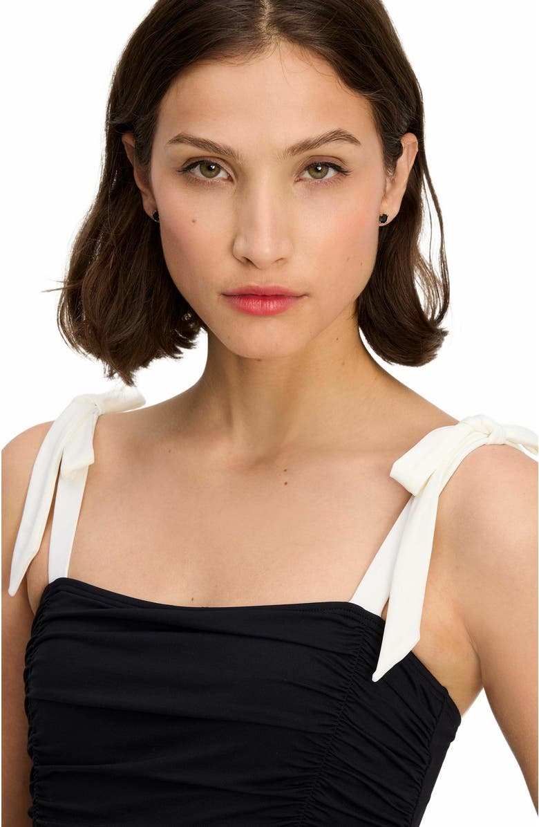 Kate Spade New York Shoulder Tie One Piece Swimsuit, Alternate, color, Black