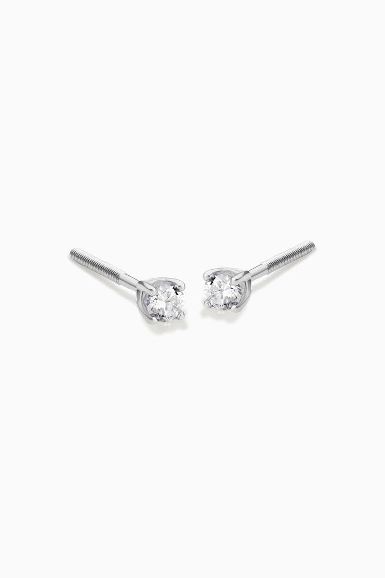 14K White Gold Shine Bright Diamond Mini Studs, Alternate, color, White Gold