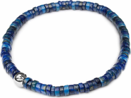 Nialaya Heishi Bead Blue Lapis Silver Wristband