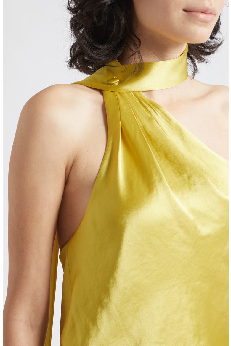 Estelle Crepe Back Satin Asymmetric Halter Neck Dress, Alternate, color, CITRON