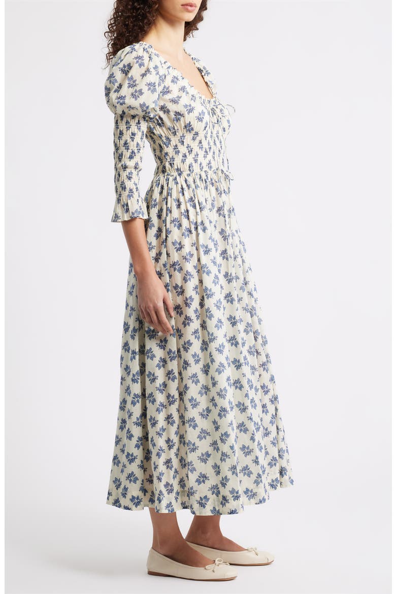 Kaira Floral Convertible Organic Cotton Poplin Dress, Alternate, color, CREAM POMEGRANTE BLOOM
