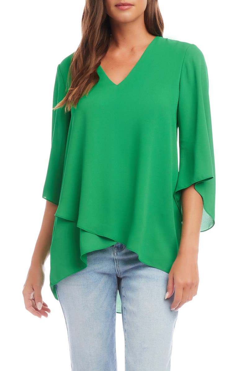 Karen Kane Crossover Hem Asymmetric Top, Main, color, Grass