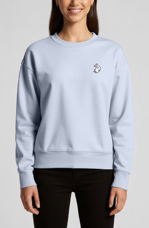 Heartly Ghost Relaxed Fleece Crewneck Sweatshirt
