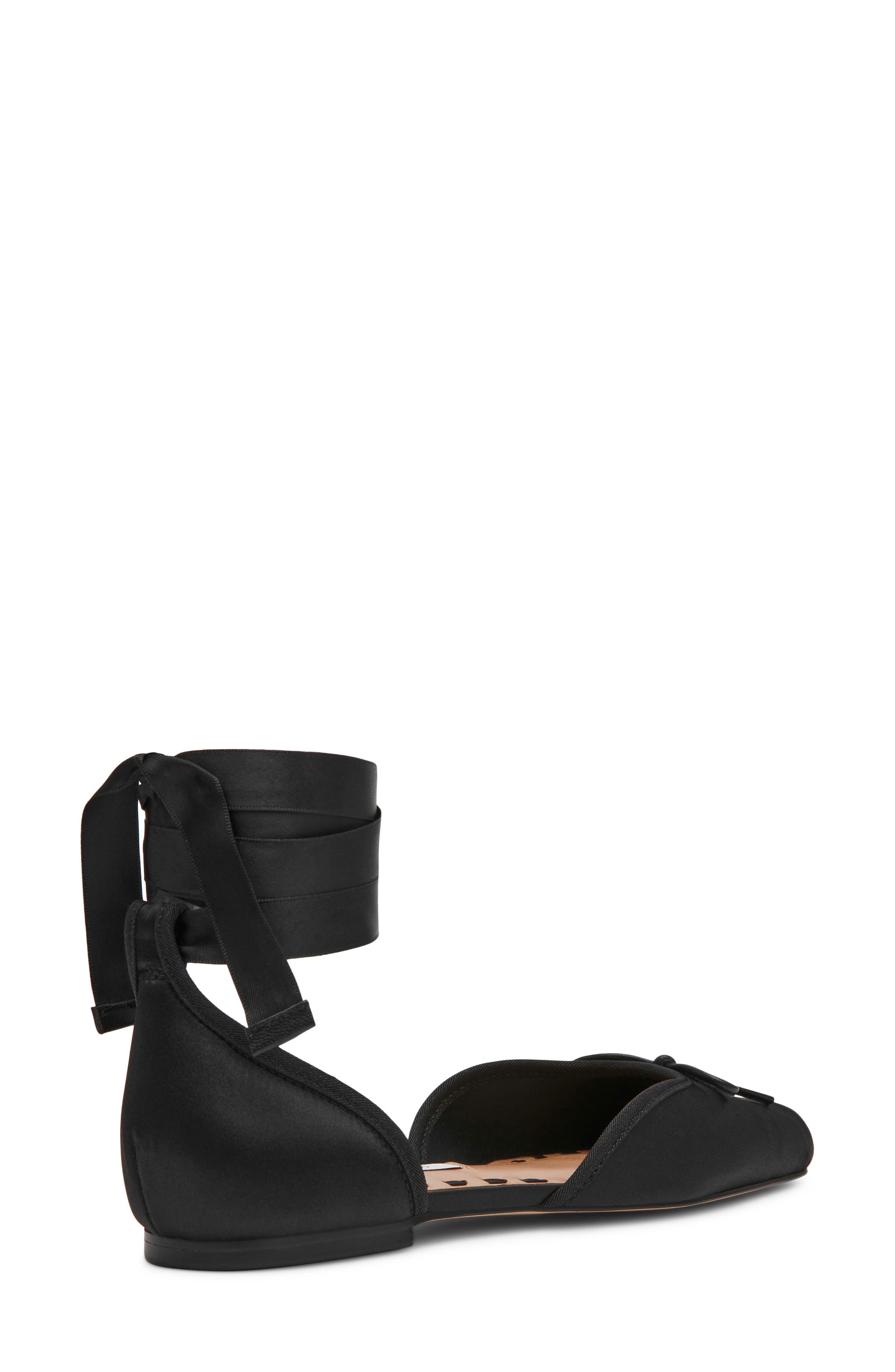 Leonora Ankle Wrap Flat, Alternate, color, BLACK SATIN