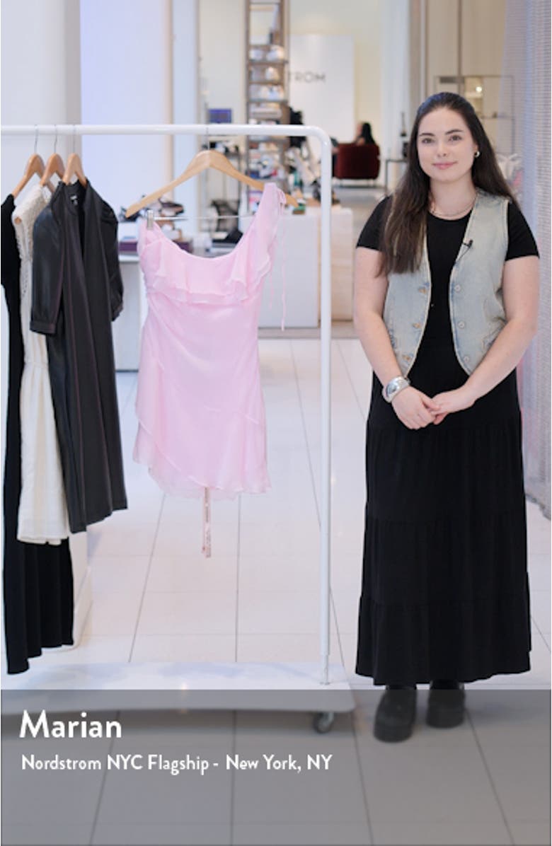 Kalena Layered One-Shoulder Georgette Minidress, sales video thumbnail