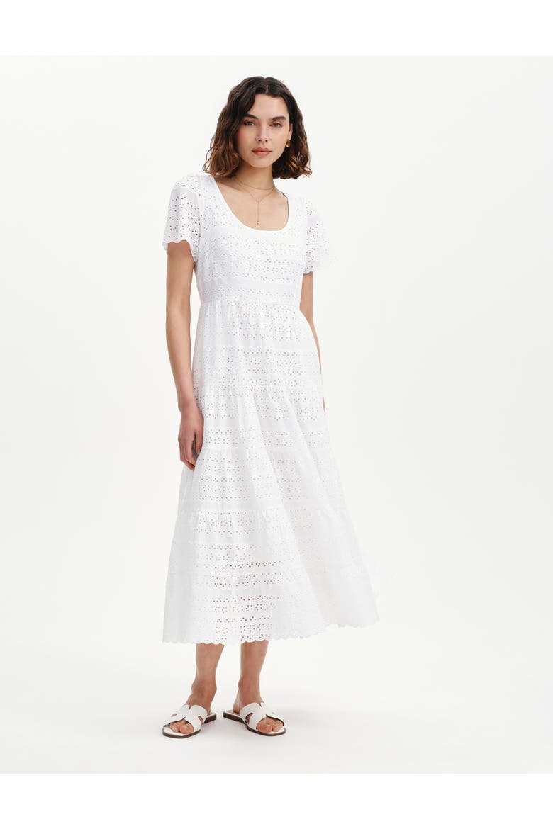 Petite Jemma Cotton Tiered Midi Dress, Main, color, White