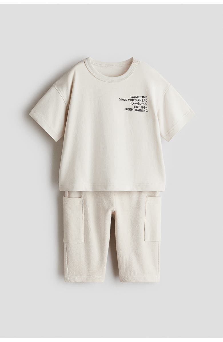 H&M 2-piece Cotton Set, Main, color, Light Beige