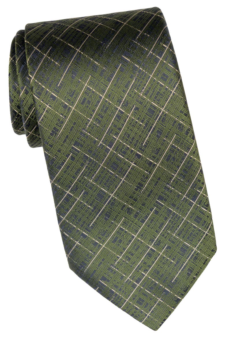 Morandi - Extra Long Silk Jacquard Tie for Men, Alternate, color, Green