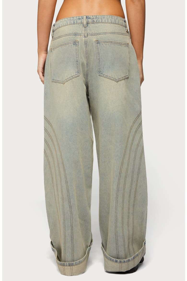 Cuffed Low Rise Baggy Jeans, Alternate, color, BLUE-VINTAGE-WASHED