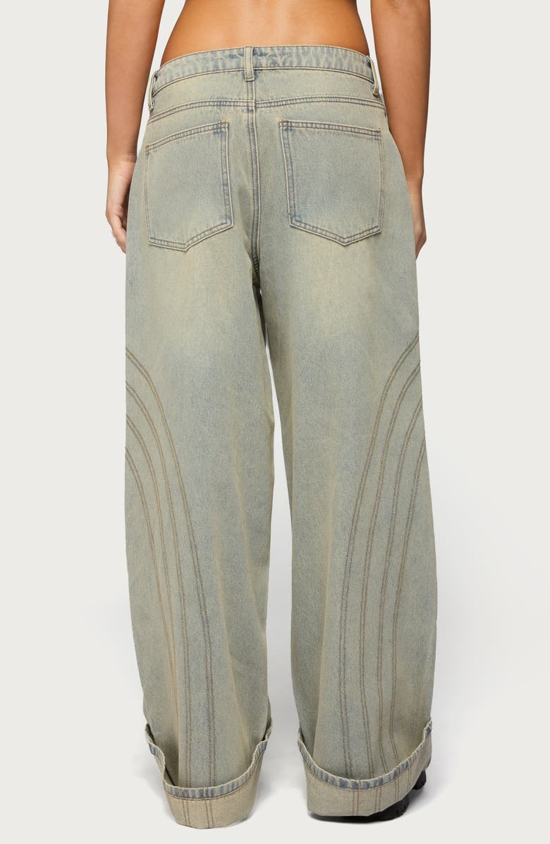 EDIKTED Cuffed Low Rise Baggy Jeans, Alternate, color, 