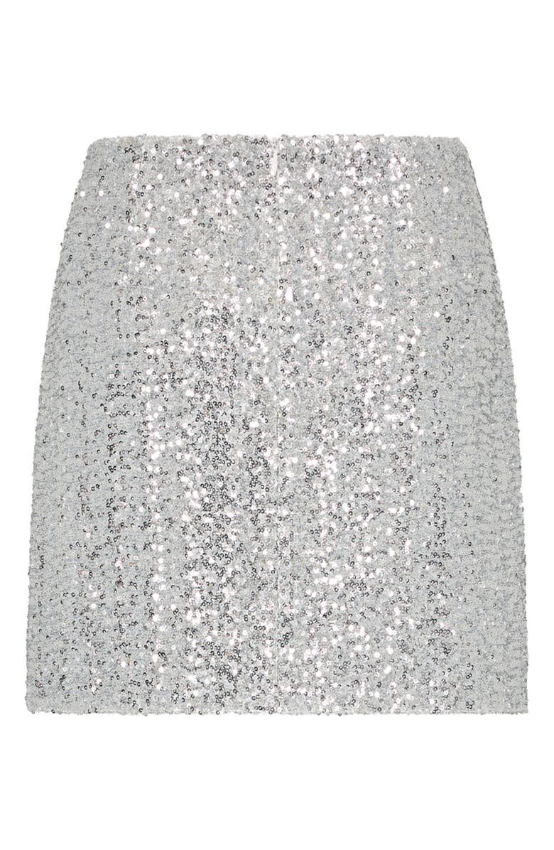 Milly Rhea Velvet Bow Detail Sequin Miniskirt, Alternate, color, Silver