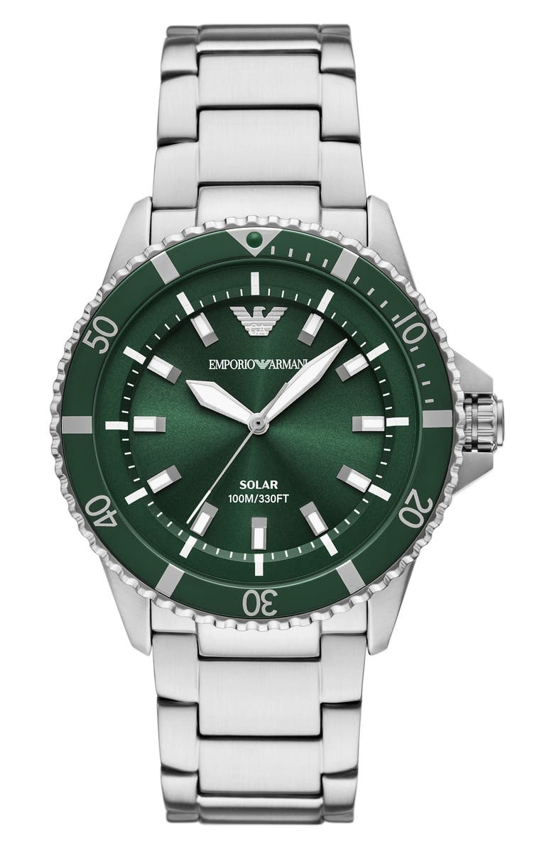 Emporio Armani World Explorer Solar Bracelet Watch, 42mm, Main, color, Silver