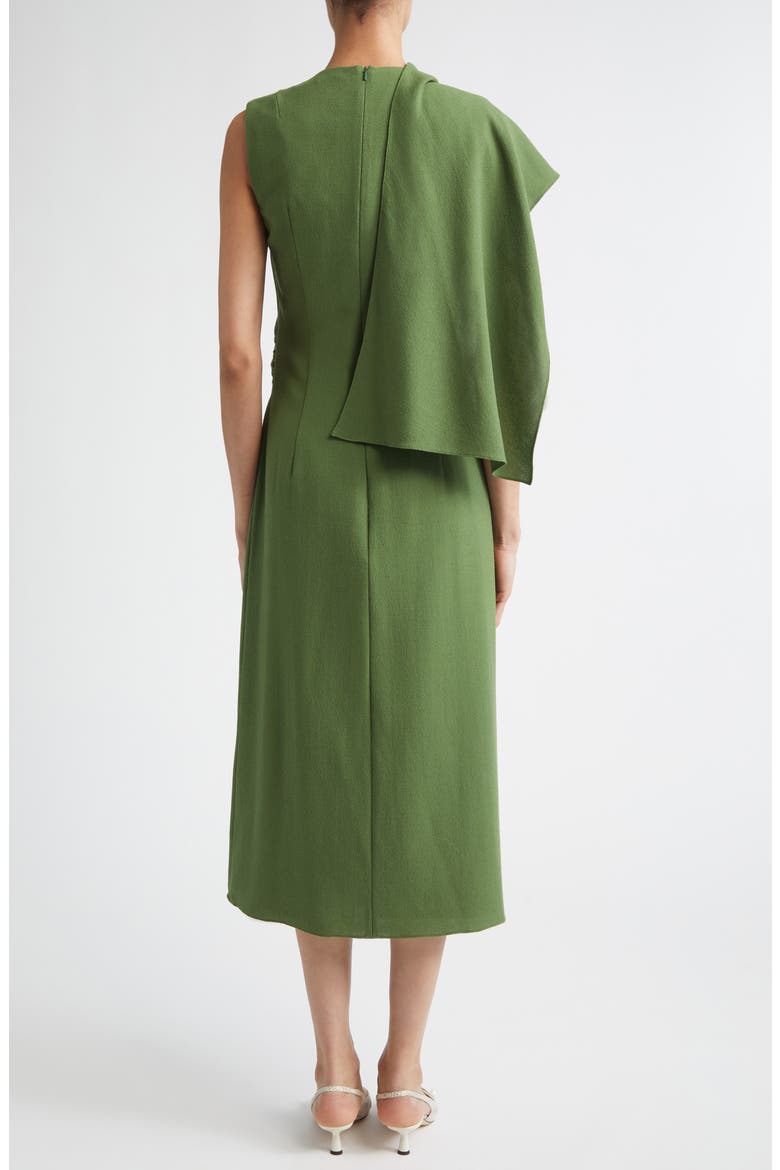 Tidus Draped Wool Crepe Midi Dress, Alternate, color, OLIVE