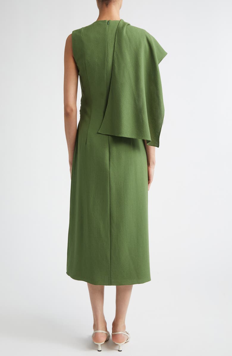 Emilia Wickstead Tidus Draped Wool Crepe Midi Dress, Alternate, color, Olive