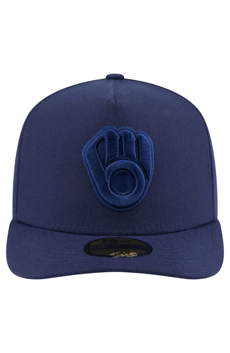 New Era Men's New Era Navy Milwaukee Brewers Color Pack A-Frame 59FIFTY Fitted Hat, Alternate, color, Navy