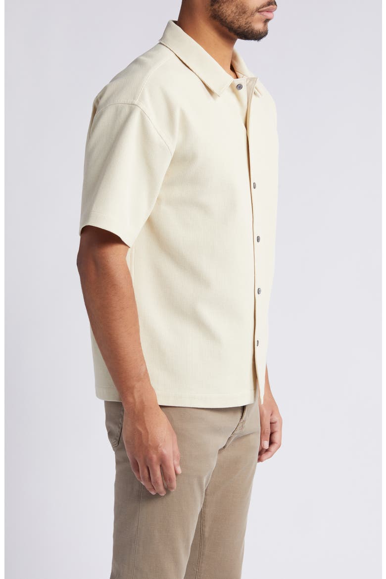 Textured Short Sleeve Button-Up Shirt, Alternate, color, BEIGE