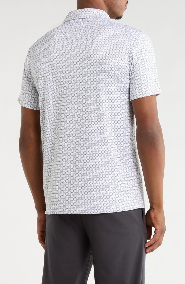 DENIM AND FLOWER Geo Print Polo, Alternate, color, White