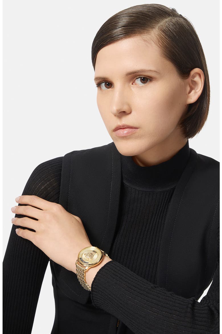 Medusa Icon Bracelet Watch, 38mm, Alternate, color, GOLD
