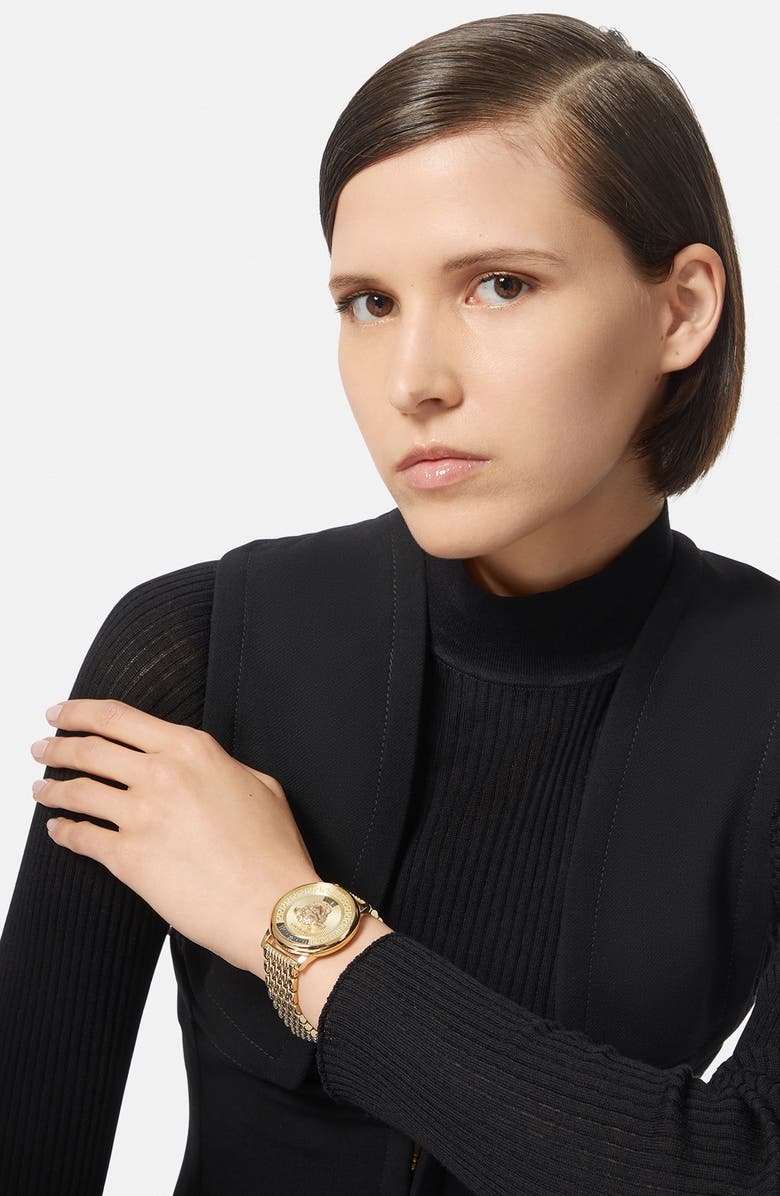 Versace Medusa Icon Bracelet Watch, 38mm, Alternate, color, Gold