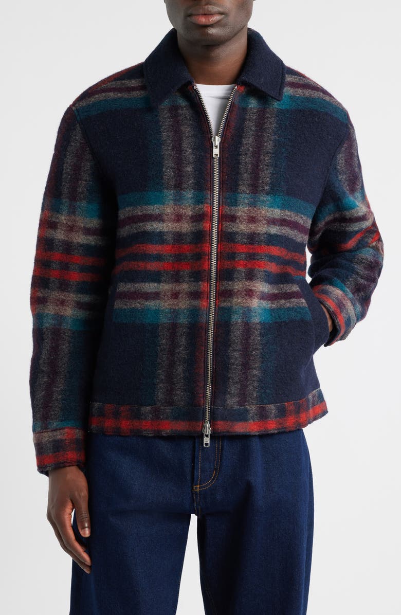 Wax London Heath Wool Blend Bomber Jacket, Alternate, color, Navy / Multi