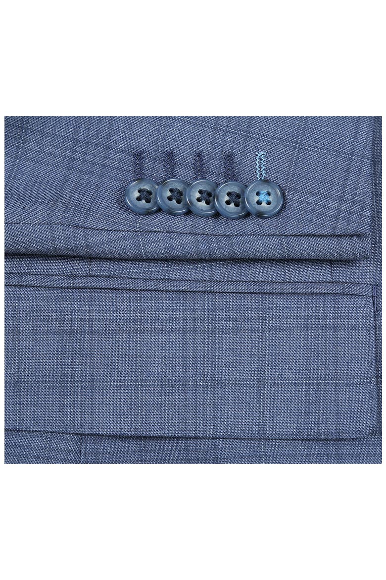 Plaid Blue Wool Blend Suit, Alternate, color, GREY