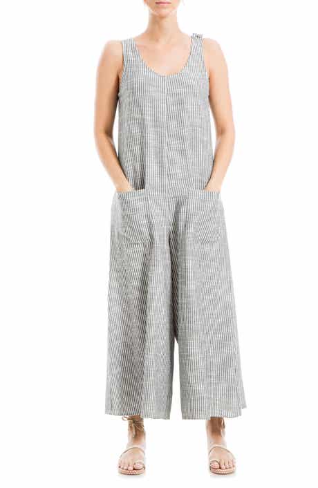 MAX STUDIO Sleeveless Yarn Dye Jumpsuit