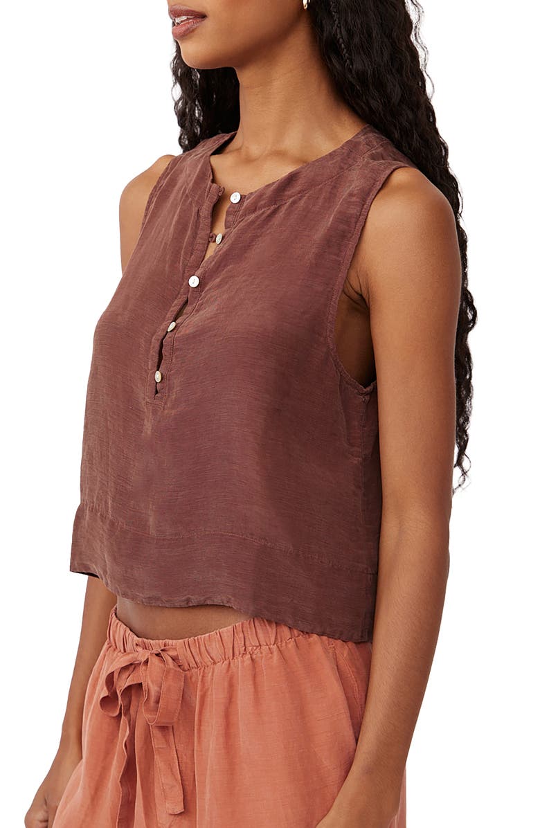 Bella Dahl Sleeveless Linen Blend Crop Henley, Alternate, color,