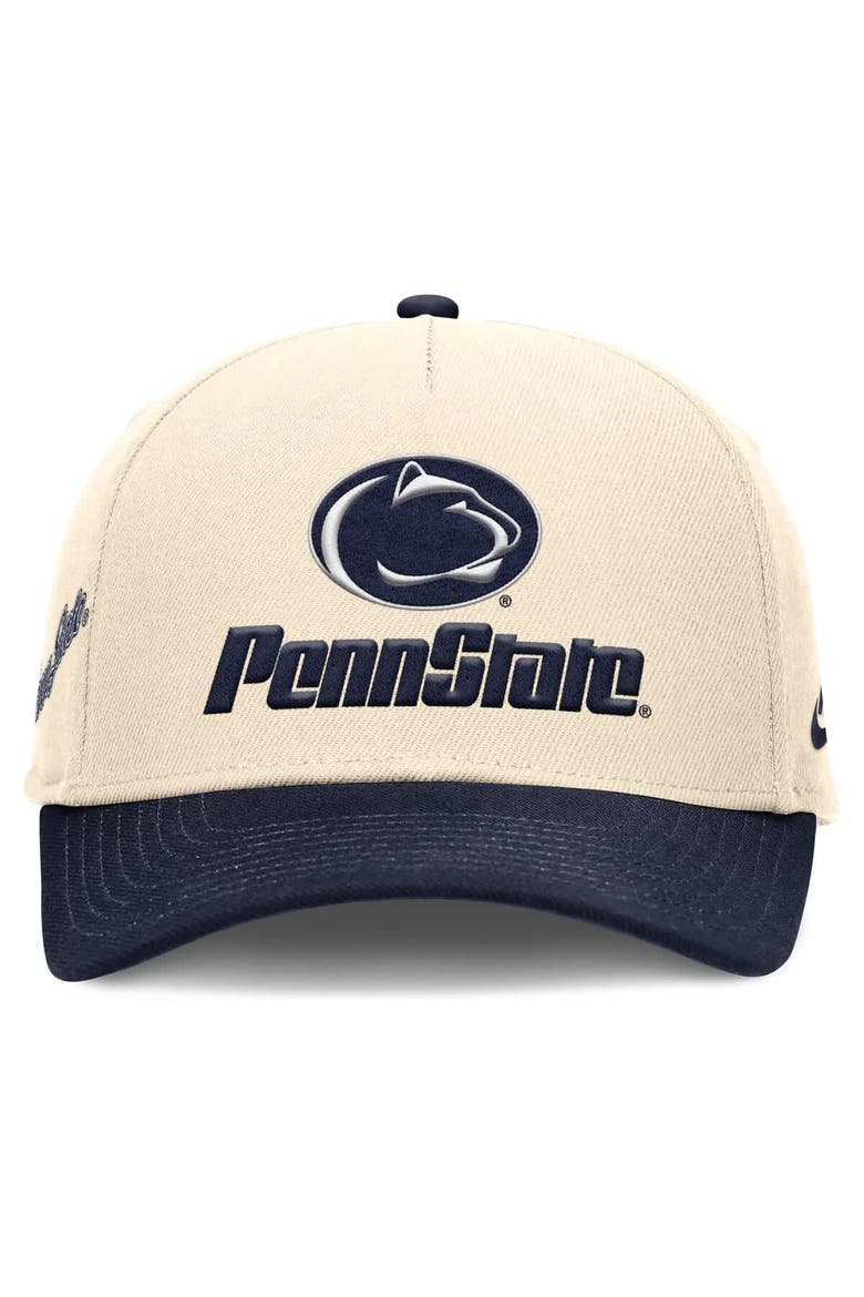 Men's Nike Natural/Navy Penn State Nittany Lions Academic Rise Dri-FIT Adjustable Hat, Alternate, color, Natural