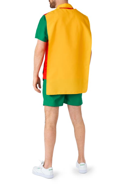 Opposuits Robin Camp Shirt, Shorts & Removable Cape Set In Red