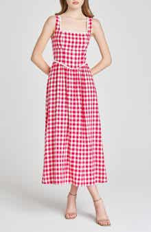 WAYF x Styled by COCO! Gracie Gingham Linen Blend Midi Dress