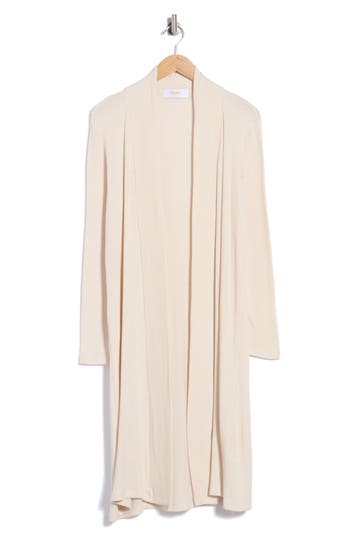 Renee C Ribbed Longline Cardigan In Seashell