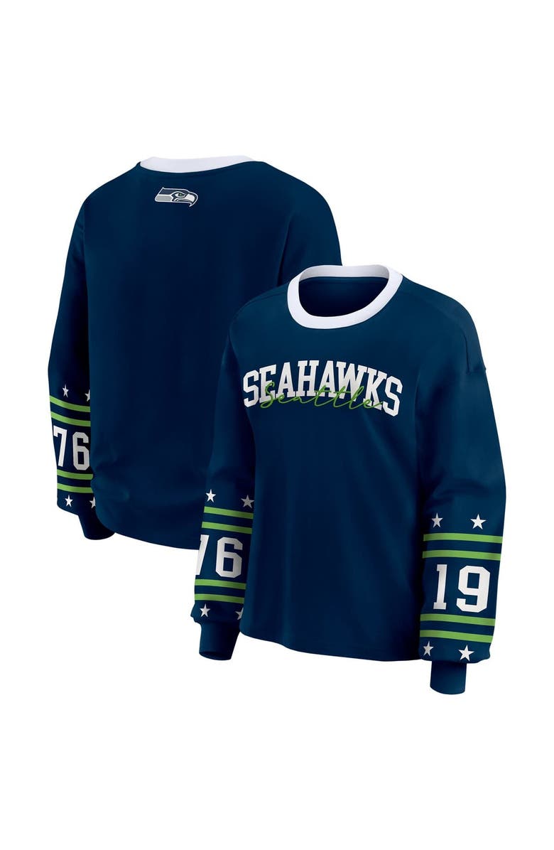 WEAR by Erin Andrews Women
s WEAR by Erin Andrews  College Navy Seattle Seahawks Sport Long-Sleeve T-Shirt, Alternate, color, College Navy