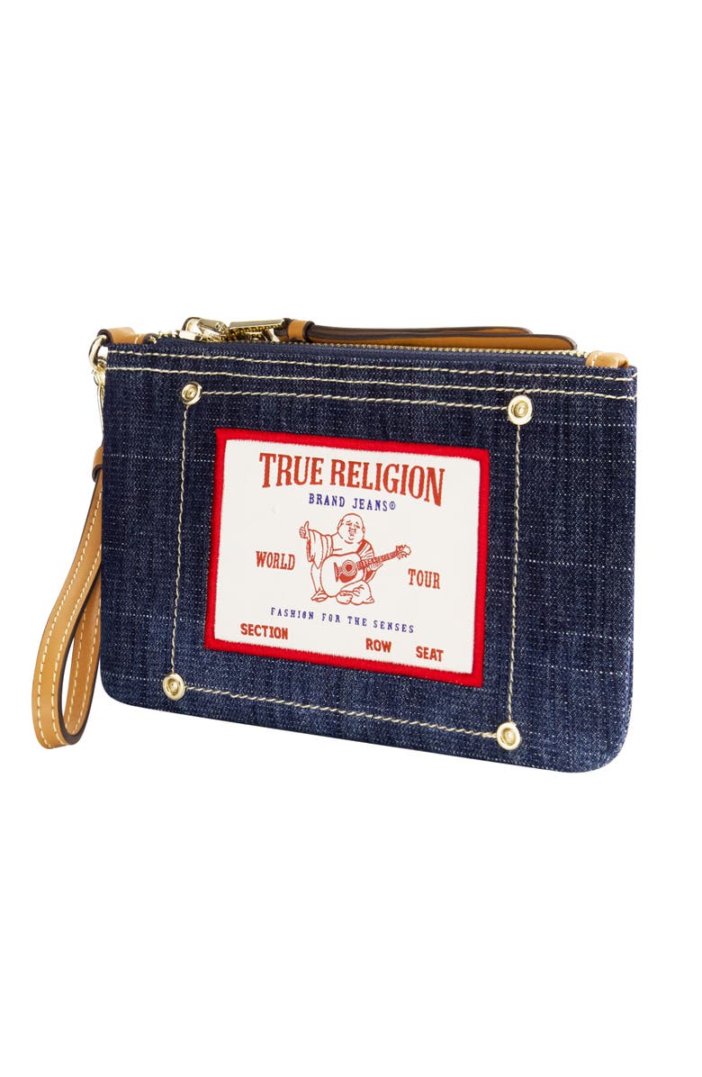 True Religion Buddha Patch Denim Wristlet, Alternate, color, Dark Denim