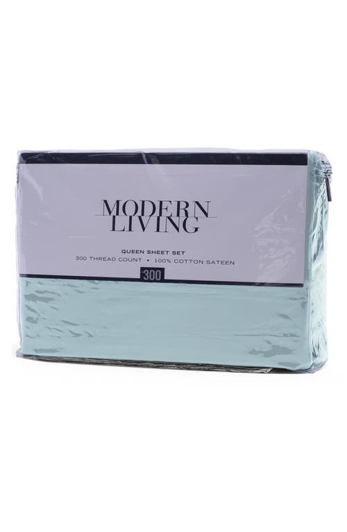 Modern Living Cotton Sateen Sheet Set In Soft Aqua