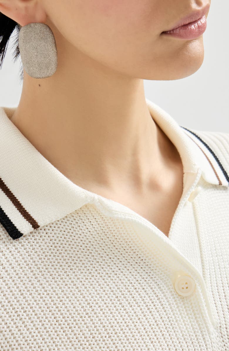 Brunello Cucinelli Rib knit polo, Alternate, color, White