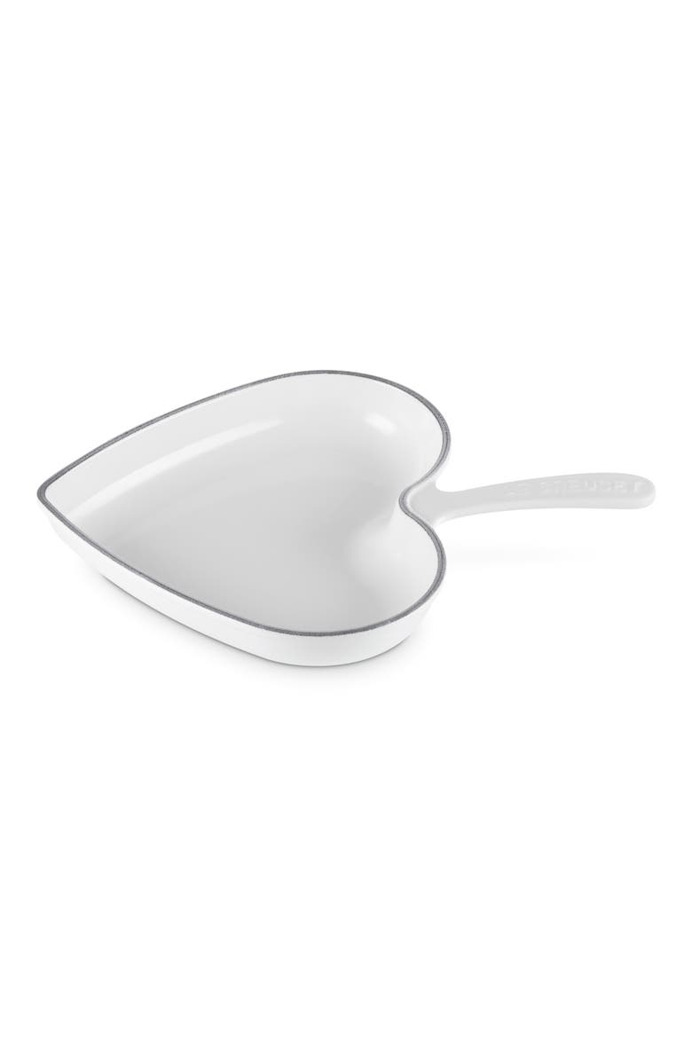 Heart Enameled Cast Iron Skillet, Alternate, color, WHITE