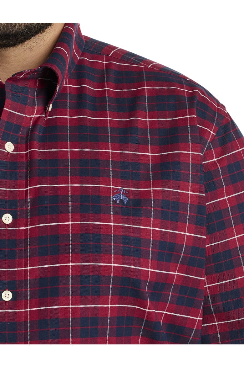 Big & Tall Non-Iron Sport Shirt, Alternate, color, ZINFANDEL TARTAN