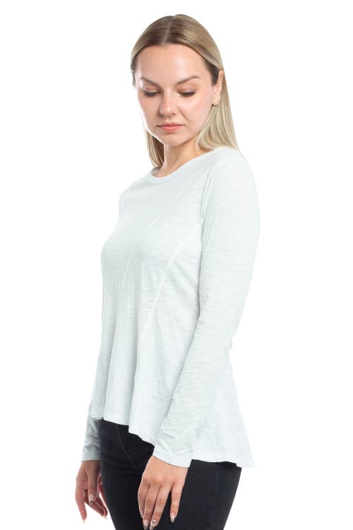 Wilt Clothing Round Neck Long Sleeve Tee With Asymmetric Hem & Body Seams In Blue