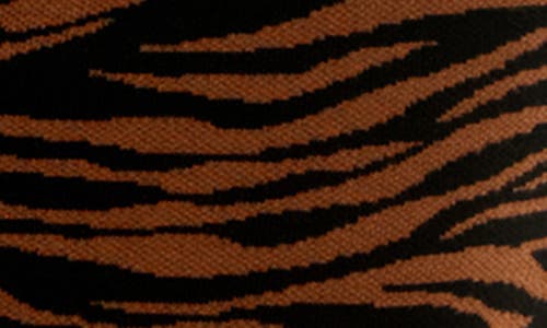 Nina Leonard Mock Neck Balloon Sleeve Jacquard Sweater Dress In Animal Print