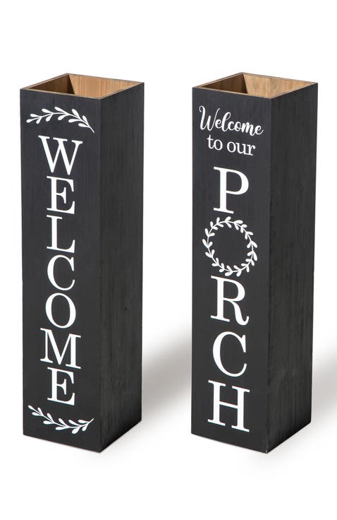 Double Sided Solid Wood Boxed "WELCOME PORCH" Porch Sign