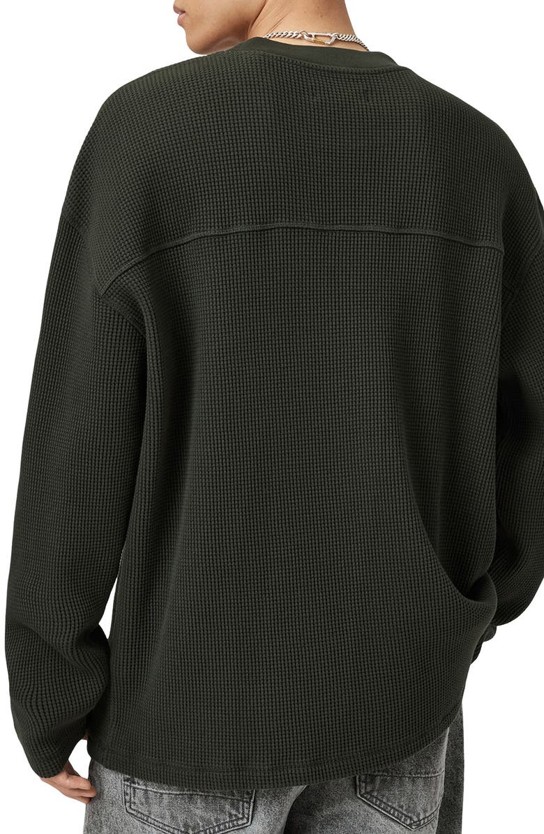 AllSaints Sect Waffle Knit Sweatshirt, Alternate, color, Duffel Green