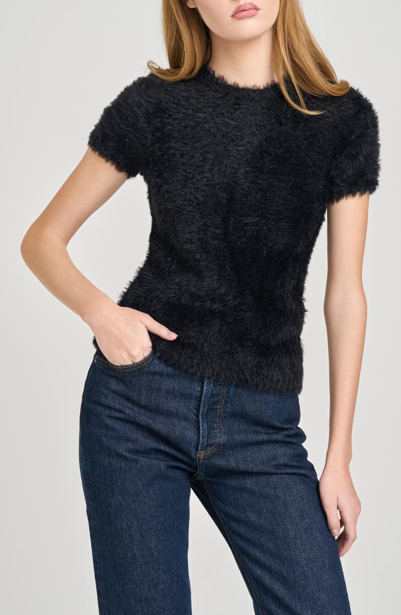 WAYF Hannah Short Sleeve Sweater, Alternate, color, Black