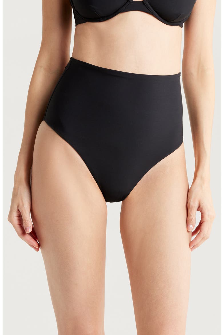 Faith High Waist Bikini Bottoms, Main, color, BLACK