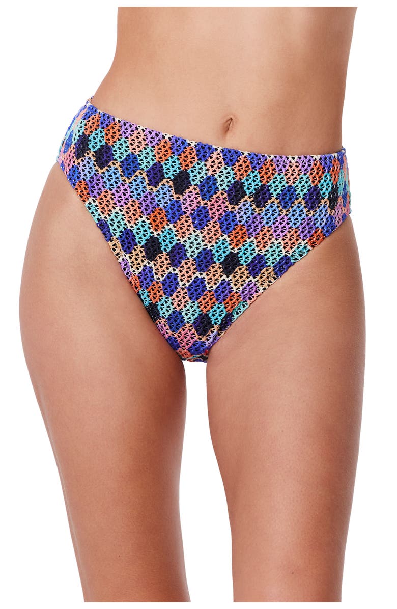 Gottex Retro Riviera High Waist Netted Crochet Swim Bottom, Main, color, Multi