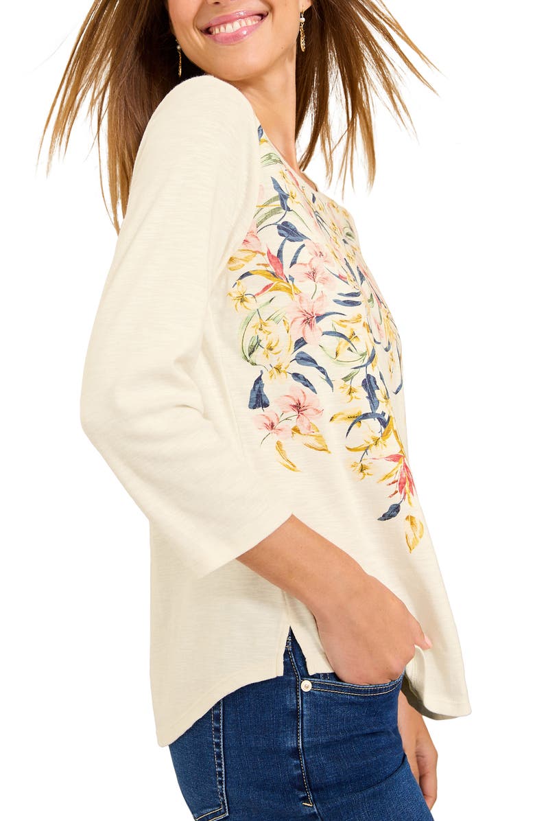 Tommy Bahama Women's Ashby Isles Rib 3/4 Sleeve Scoop T-Shirt - Light Sky Heathered*